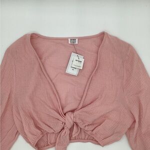 Cotton On Blush Pink Tie-Front Crop Top
